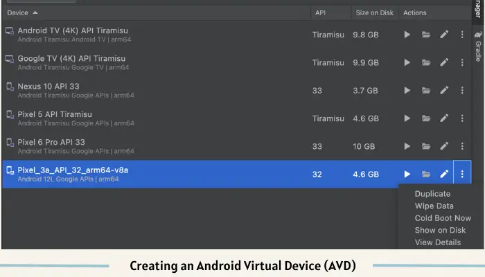 Creating an Android Virtual Device (AVD)